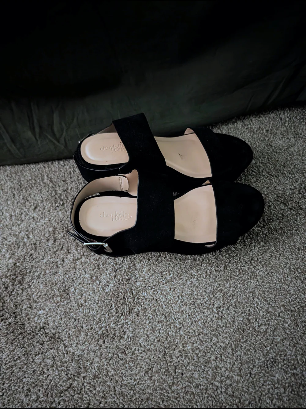 Black Platform Wedge Sandals for Women SZ 8